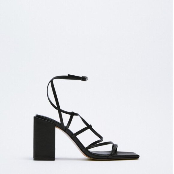 ZARA HEELED SQUARE TOE ANKLE STRAP SANDALS size 41 - Picture 4 of 4